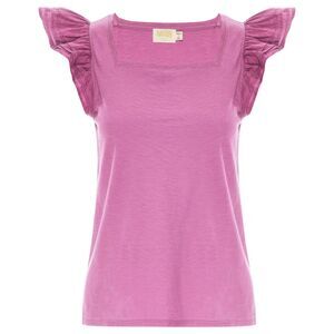 Nation LTD Cameo Square Neck Ruffle Sleeve Pink Blouse Size Medium